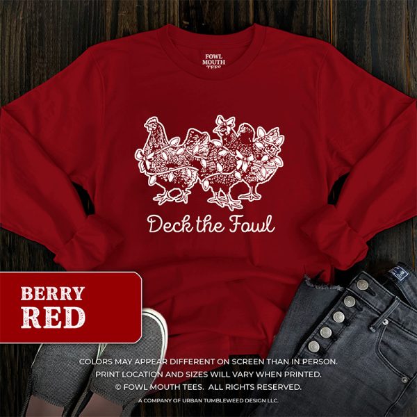 Deck the Fowl - Size M "Berry Red" Long Sleeve Tshirt